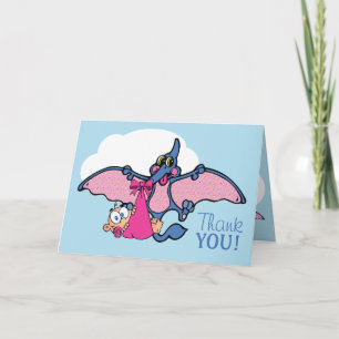 Cartão De Agradecimento Chá de fraldas De Rapariga De Pterodactyl Dinosaur