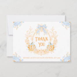 Cartão De Agradecimento Chá de fraldas de Rapazes Elegante Pumpkin Toile C