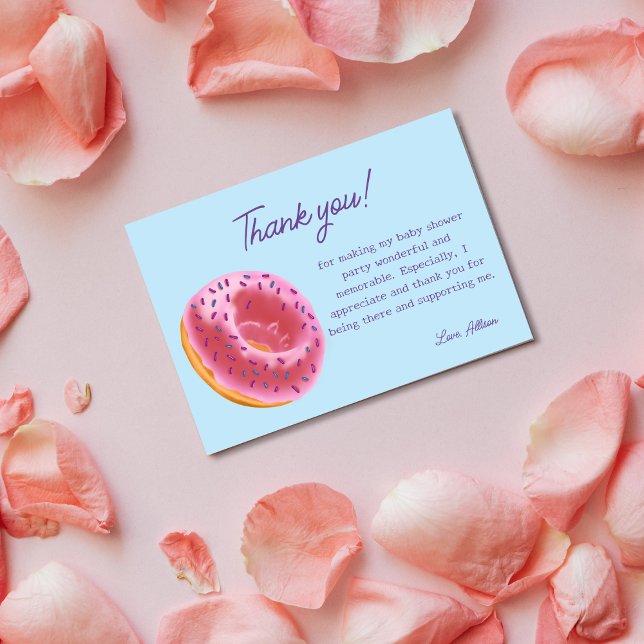Cartão De Agradecimento Chá de fraldas de Rosquinha rosa-claro (Criador carregado)