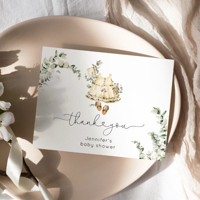 Cartão De Agradecimento Chá de fraldas de roupas de berçário Eucalyptus bo (Criador carregado)