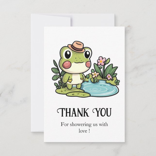 Cartão De Agradecimento Chá de fraldas de Sapo cômodo entonado (Frente)