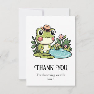 Cartão De Agradecimento Chá de fraldas de Sapo cômodo entonado