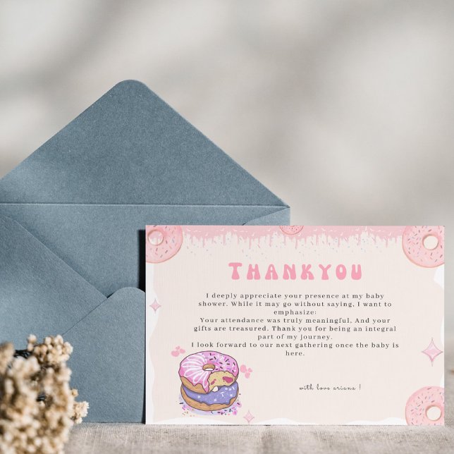 Cartão De Agradecimento Chá de fraldas de script de rosquinhas bonitinho d (Criador carregado)