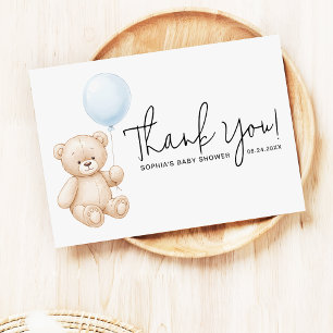 Cartão De Agradecimento Chá de fraldas de Script Moderno do Sweet Teddy Be