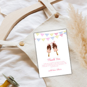 Cartão De Agradecimento Chá de fraldas de Sorvete de Arco de piche rosa-br