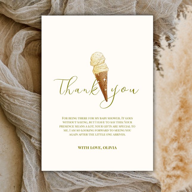 Cartão De Agradecimento Chá de fraldas de Sorvete Elegante moderno (Modern Elegant Scoop Ice Cream Baby Shower Thank You Card)