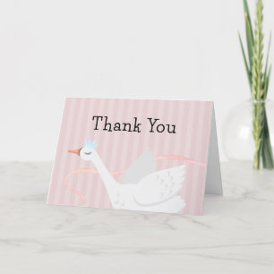 Cartão De Agradecimento Chá de fraldas de Swan, Princesa Branca, Rosa