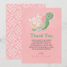 Cartão De Agradecimento Chá de fraldas de tartaruga adorável