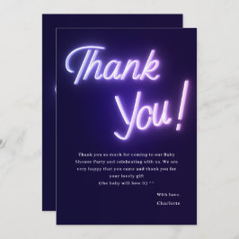 Cartão De Agradecimento Chá de fraldas de Texto Neon Puro