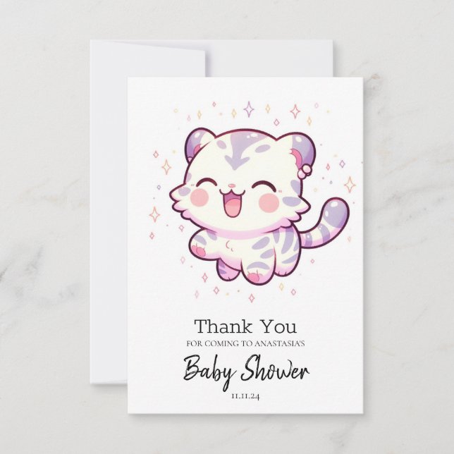 Cartão De Agradecimento Chá de fraldas de Tigre da Selva de Pastel (Frente)