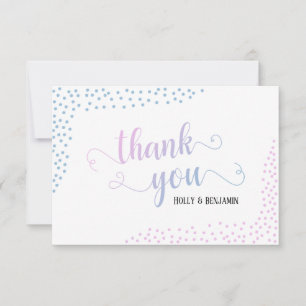 Cartão De Agradecimento Chá de fraldas de Tipografia Cor-de-Rosa e Azul Om