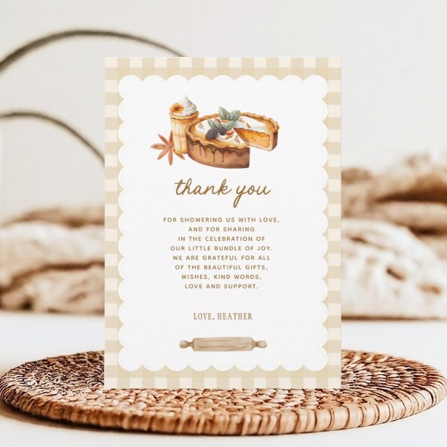 Cartão De Agradecimento Chá de fraldas de torta de abóbora (Criador carregado)