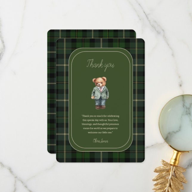 Cartão De Agradecimento Chá de fraldas de ursinho de luxo (Frente/Verso In Situ)