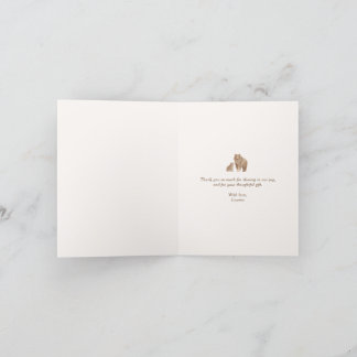 Cartão De Agradecimento Chá de fraldas de Urso da Madeira