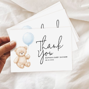 Cartão De Agradecimento Chá de fraldas de Urso de Teddy Moderno e Minimali