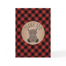 Chá de fraldas De Urso De Xadrez Buffalo - Obrigad