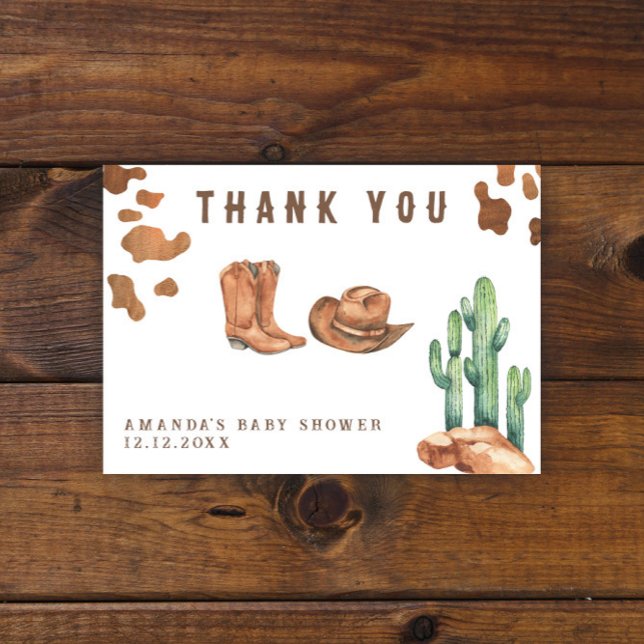 Cartão De Agradecimento Chá de fraldas de vaquinha Obrigado (Criador carregado)