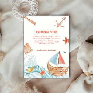 Cartão De Agradecimento Chá de fraldas de veleiro Russo Ocean Boy Adventur
