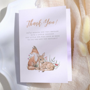 Cartão De Agradecimento Chá de fraldas de Vintagem de Animais Florestais d