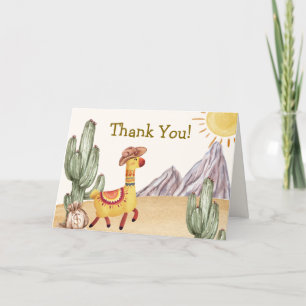 Cartão De Agradecimento Chá de fraldas de Watercolor Desert Cactus Llama C