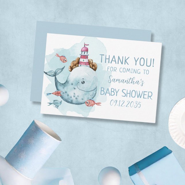 Cartão De Agradecimento Chá de fraldas de Whale Boy (Whale Boy Baby Shower Thank You Card
)