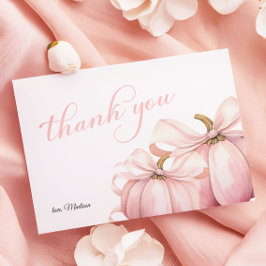 Cartão De Agradecimento Chá de fraldas do Arco Pumpkin rosa