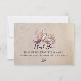 Cartão De Agradecimento Chá de fraldas do Assistente da Magic Owl