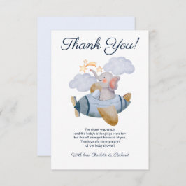 Cartão De Agradecimento Chá de fraldas do avião elefante do Blue Boy