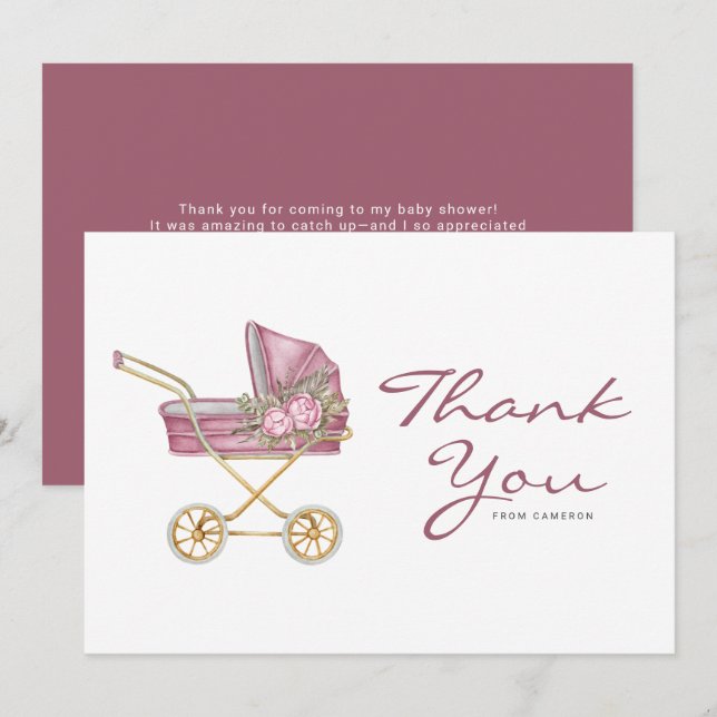 Cartão De Agradecimento Chá de fraldas do cilindro de impressão do Waterco (Frente/Verso)