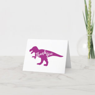 Cartão De Agradecimento Chá de fraldas do Dinossauro Rosa
