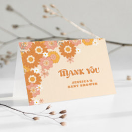 Cartão De Agradecimento Chá de fraldas do entalhe retrô