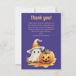 Cartão De Agradecimento Chá de fraldas do Halloween Ghost Boo