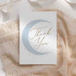 Cartão De Agradecimento Chá de fraldas do Menino Azul sobre a Lua