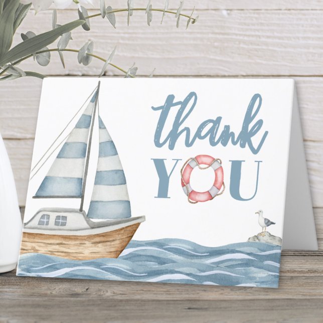Cartão De Agradecimento Chá de fraldas do Oceano Náutico (Nautical Ocean Baby Shower Thank You Card )