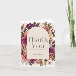 Cartão De Agradecimento Chá de fraldas do Ouath Wreath Tan