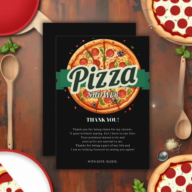 Cartão De Agradecimento Chá de fraldas do Partido da Pizza Moderna (Criador carregado)