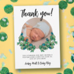 Cartão De Agradecimento Chá de fraldas do Rapaz de Fotografias do Lucky Bl<br><div class="desc">O cartões de agradecimentos chá de fraldas de quatro folhas azuis, personalizado com uma foto do seu filho recém-nascido para obrigado os convidados que vieram ao seu chá de fraldas de charme da sorte com a foto do seu bebê emoldurada por ilustrações desenhadas à mão de quatro folhetos e flores...</div>