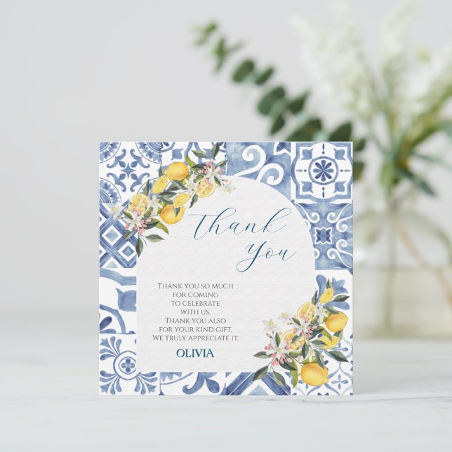 Cartão De Agradecimento Chá de fraldas do tema Citrus (Em pé/Frente)