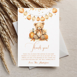 Cartão De Agradecimento Chá de fraldas Do Urso De Aquarelas De Fall Boho O