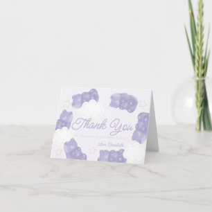 Cartão De Agradecimento Chá de fraldas do Urso Gummy Roxo