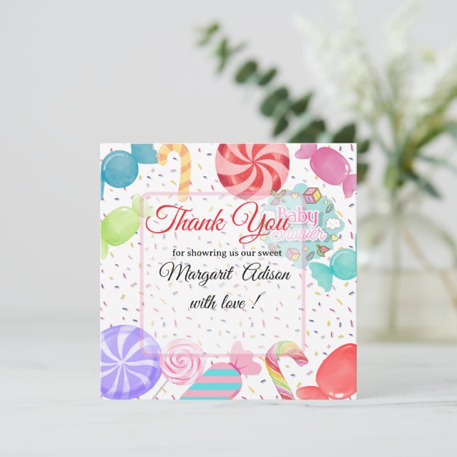 Cartão De Agradecimento chá de fraldas doce (Em pé/Frente)