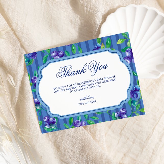 Cartão De Agradecimento Chá de fraldas doce de mirtilos (Criador carregado)