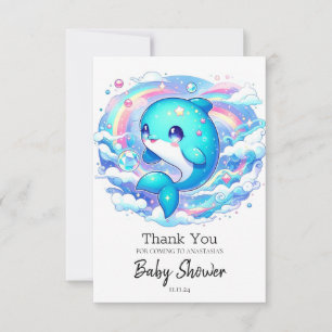 Cartão De Agradecimento Chá de fraldas Dolphin Adorable