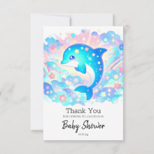 Cartão De Agradecimento Chá de fraldas Dolphin Adorable Pastel