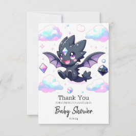 Cartão De Agradecimento Chá de fraldas Dragão Encantado Dreamy