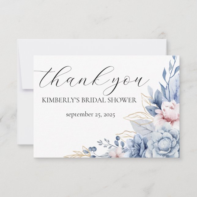 Cartão De Agradecimento chá de fraldas elegante Boho Wildflower Obrigado (Frente)