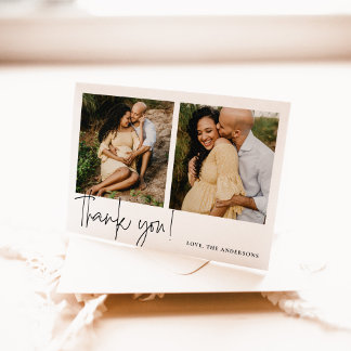 Cartão De Agradecimento Chá de fraldas Elegante de Caligrafia