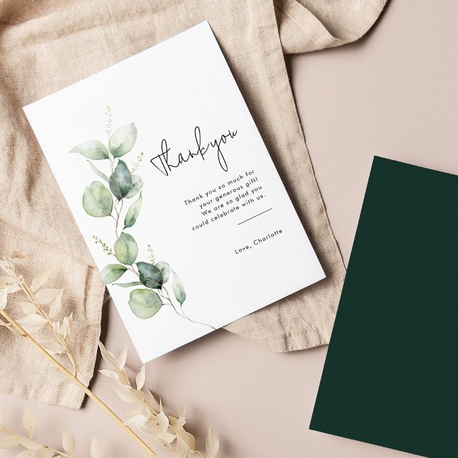 Cartão De Agradecimento Chá de fraldas Elegante Eucalyptus Greenery (Eucalyptus Greenery Baby Shower Thank You Card)