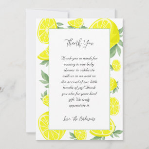 Cartão De Agradecimento Chá de fraldas Elegante Lemons