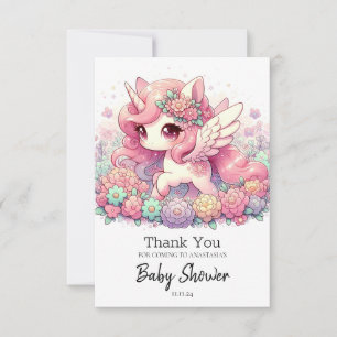 Cartão De Agradecimento Chá de fraldas Elegante Unicorn